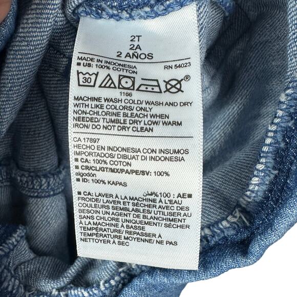 Old Navy Baby Chambray Romper 2T NWT Denim Blue Snap Crotch Summer Resortwear - Picture 5 of 7